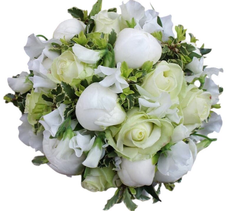 Luxury White Bouquet of Peonies and Sweet Pea