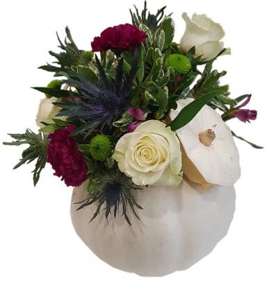 Mini White Pumpkin Arrangement