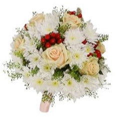 Peach Roses with Chrysanthemum Bridal Bouquet