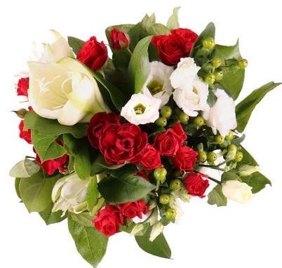 Bouquet of White Amaryllis with Green Berry