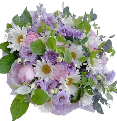 Luxury Pink Peonies with Lisanthus and Daisy Bouquet